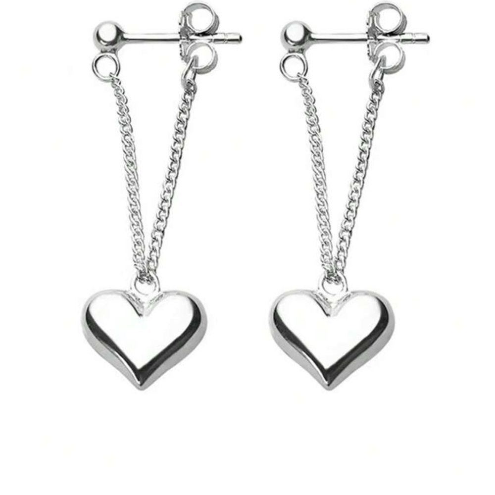 Heart chain tassel dangle earrings - Picture 3 of 4